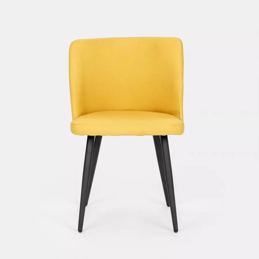 Set 4 sedie in tessuto giallo e gambe in metallo nero - Strand