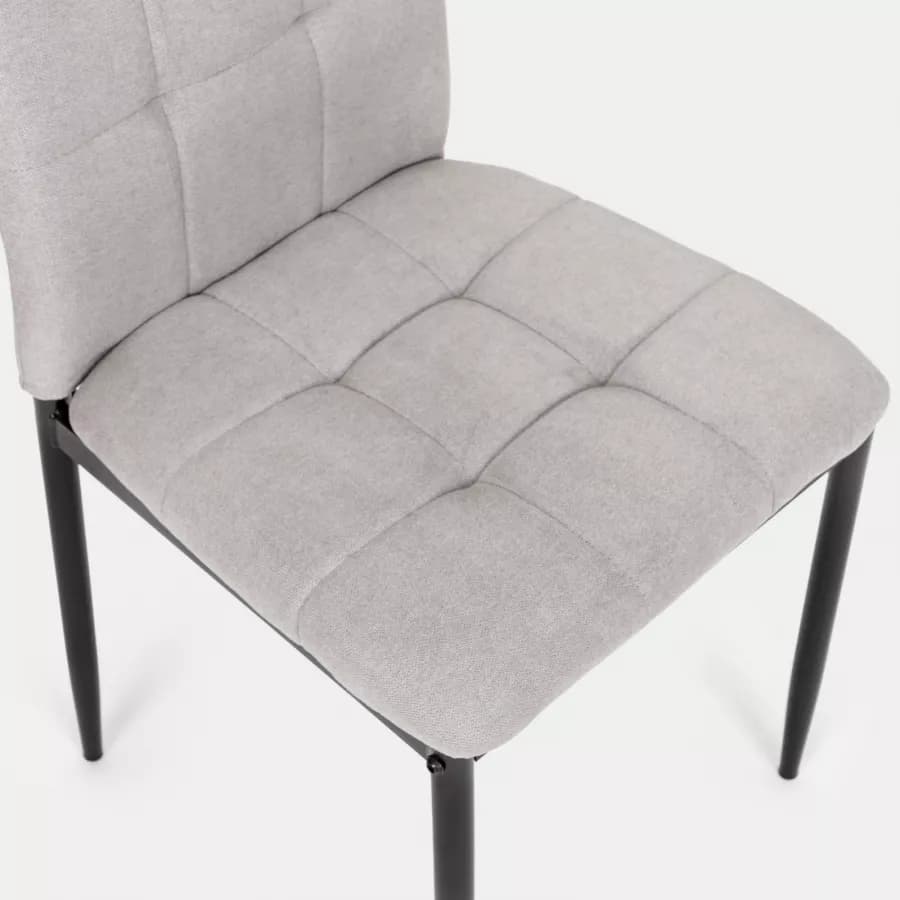 Set 4 sedie in tessuto grigio chiaro con gambe in metallo nere - Sworty