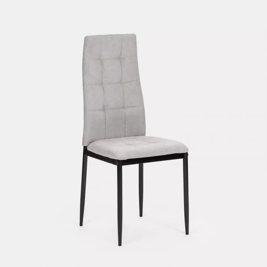 Set 4 sedie in tessuto grigio chiaro con gambe in metallo nere - Sworty