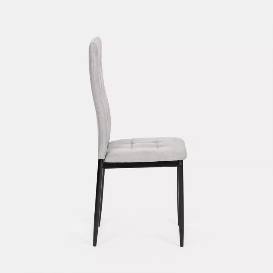 Set 4 sedie in tessuto grigio chiaro con gambe in metallo nere - Sworty