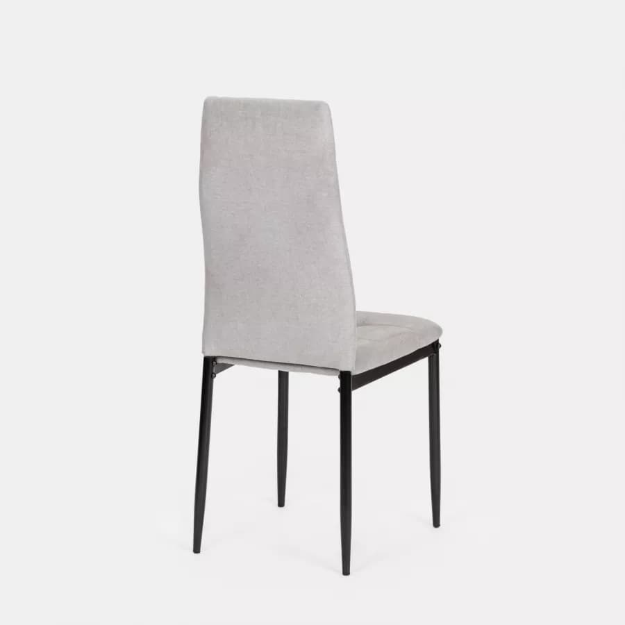 Set 4 sedie in tessuto grigio chiaro con gambe in metallo nere - Sworty