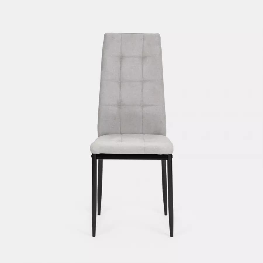 Set 4 sedie in tessuto grigio chiaro con gambe in metallo nere - Sworty
