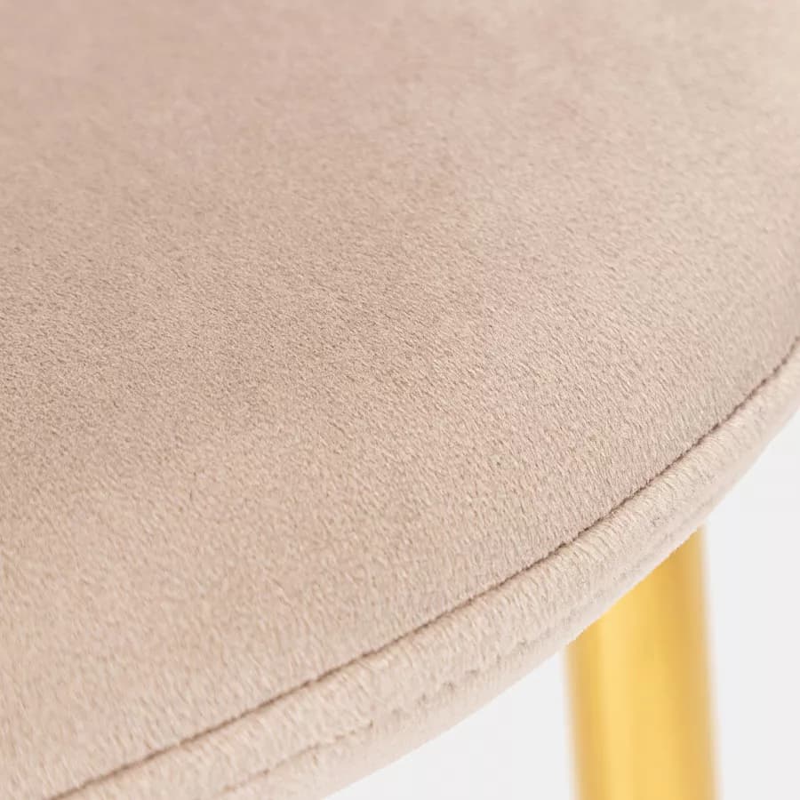 Set 4 sedie in velluto trapuntato beige con gambe in metallo oro - Lord
