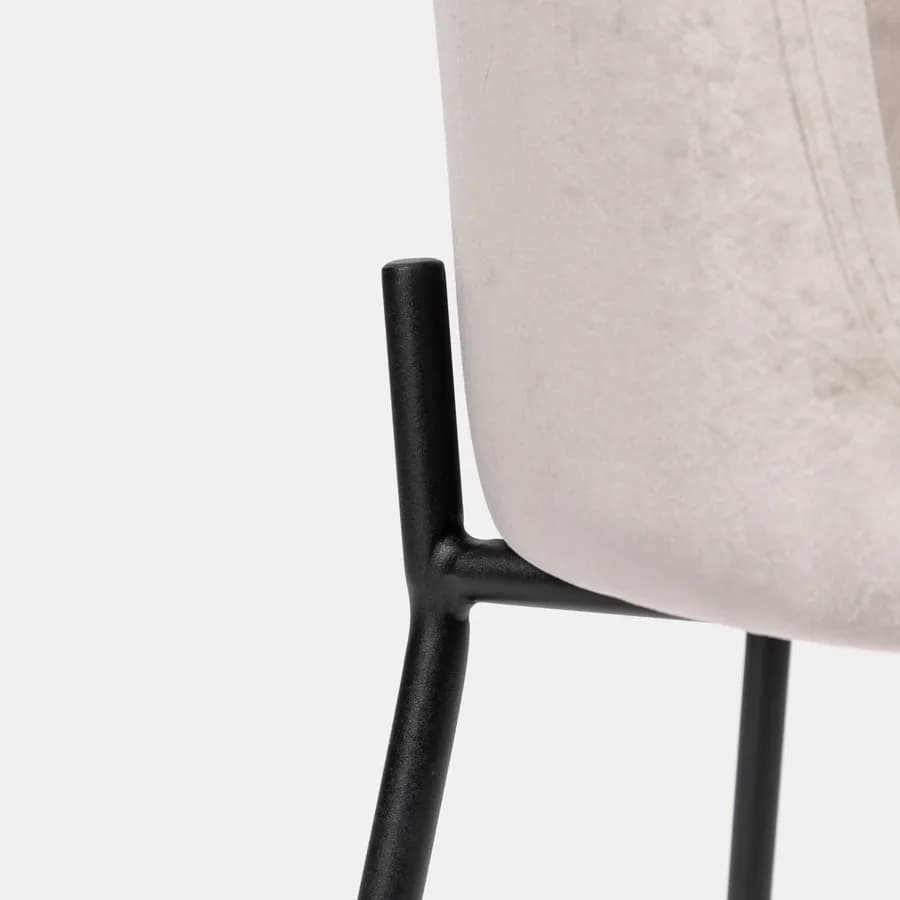 Set 4 sedie in velluto grigio chiaro con gambe nere - Wilmer