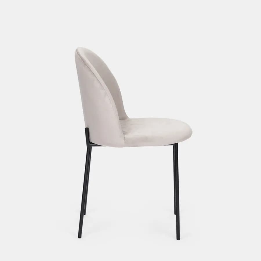 Set 4 sedie in velluto grigio chiaro con gambe nere - Wilmer