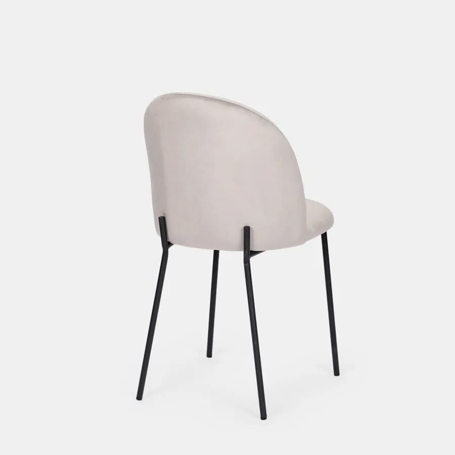Set 4 sedie in velluto grigio chiaro con gambe nere - Wilmer