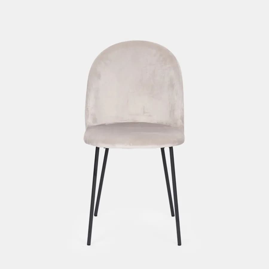 Set 4 sedie in velluto grigio chiaro con gambe nere - Wilmer