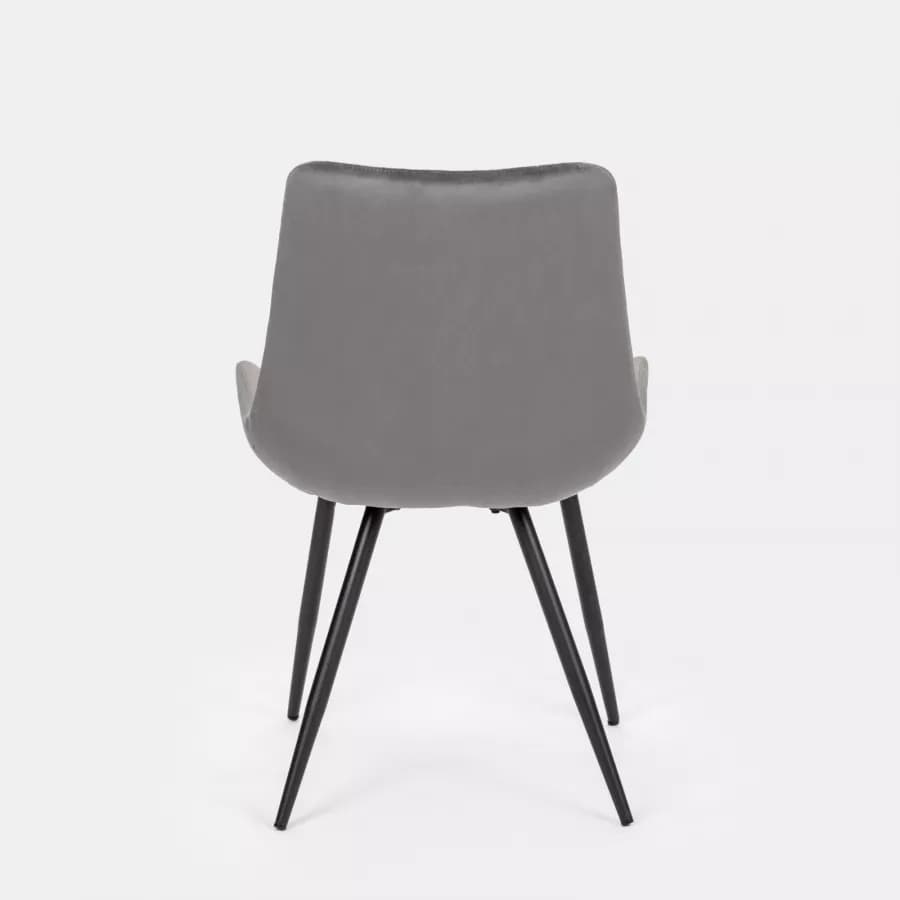 Set 4 sedie in velluto grigio trapuntato e gambe nere - Malu