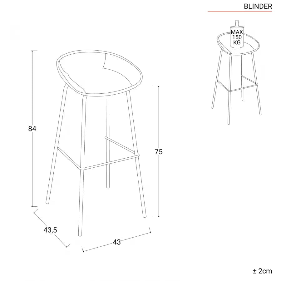 Set 4 sgabelli con seduta e gambe nere - Blinder