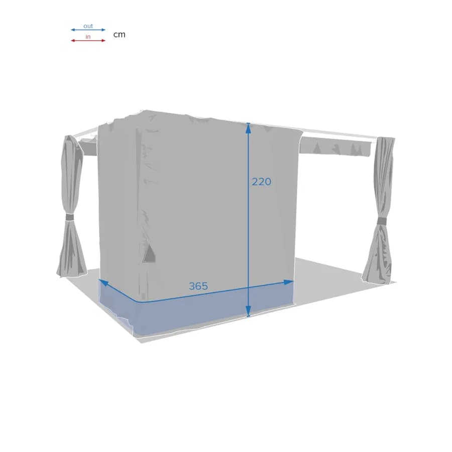 Set 4 tende con cerniera per gazebo Cefalù 4x3 m in poliestere grigio