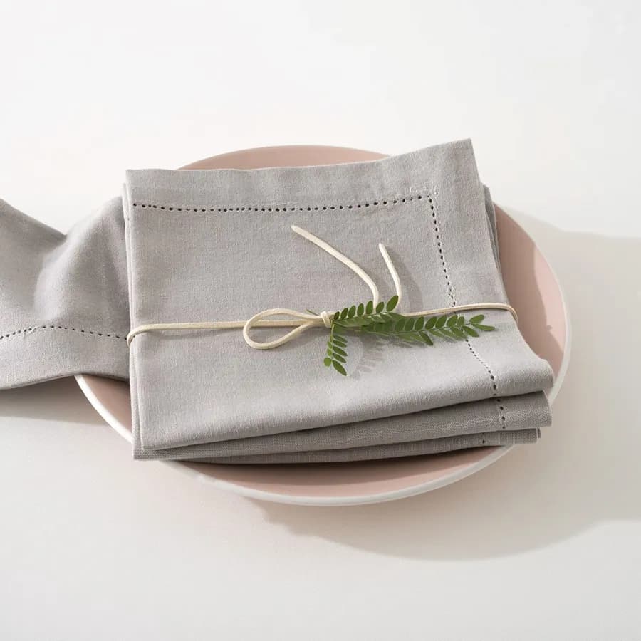 Set 4 tovaglioli in cotone grigio chiaro - Erynda
