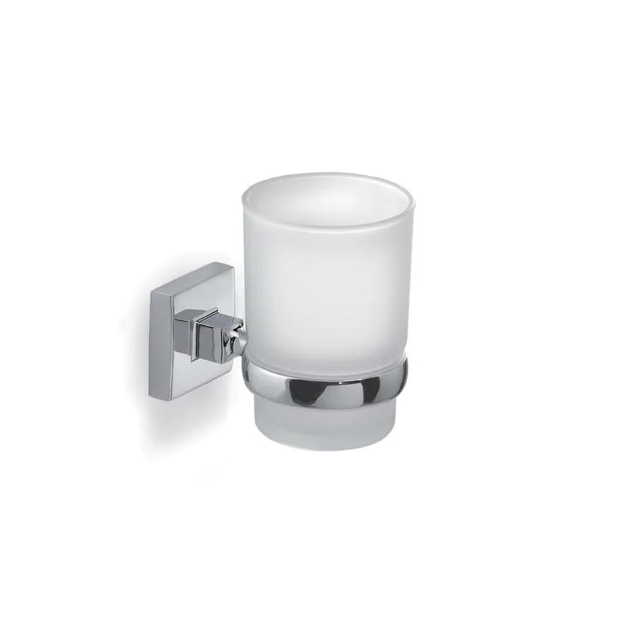Set 5 accessori a muro in acciaio inox cromo e vetro satinato - Olimpo di Gedy