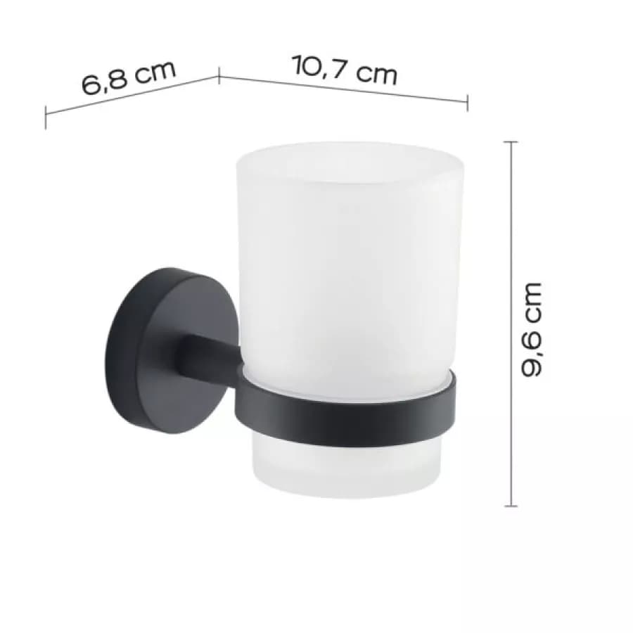 Set 5 accessori a muro in acciaio inox nero opaco e vetro satinato - Eros di Gedy
