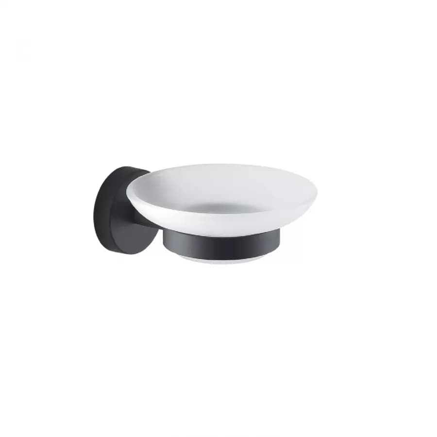 Set 5 accessori a muro in acciaio inox nero opaco e vetro satinato - Eros di Gedy