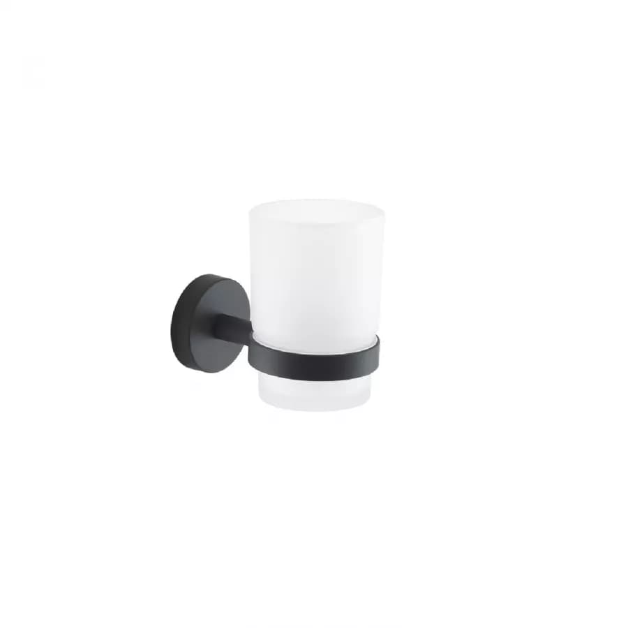 Set 5 accessori a muro in acciaio inox nero opaco e vetro satinato - Eros di Gedy