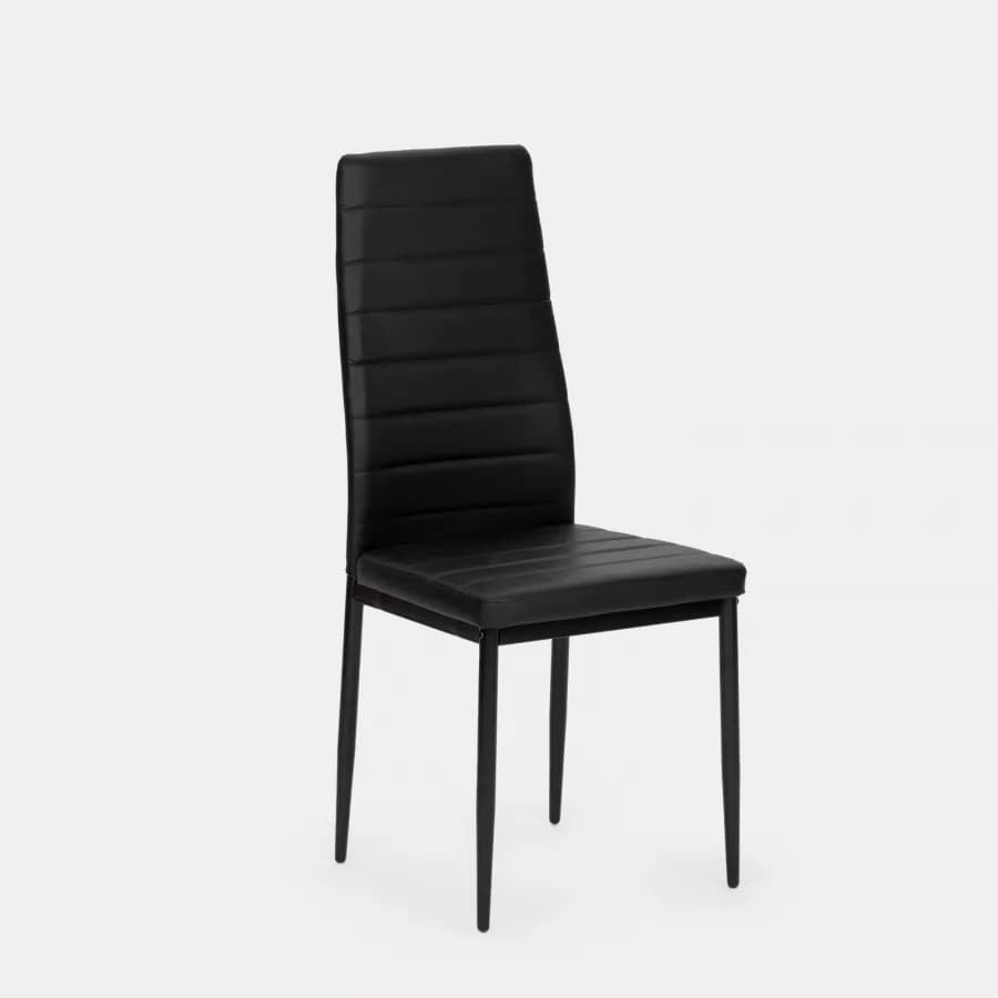 Set 6 sedie in similpelle nera e gambe in metallo - Flaia