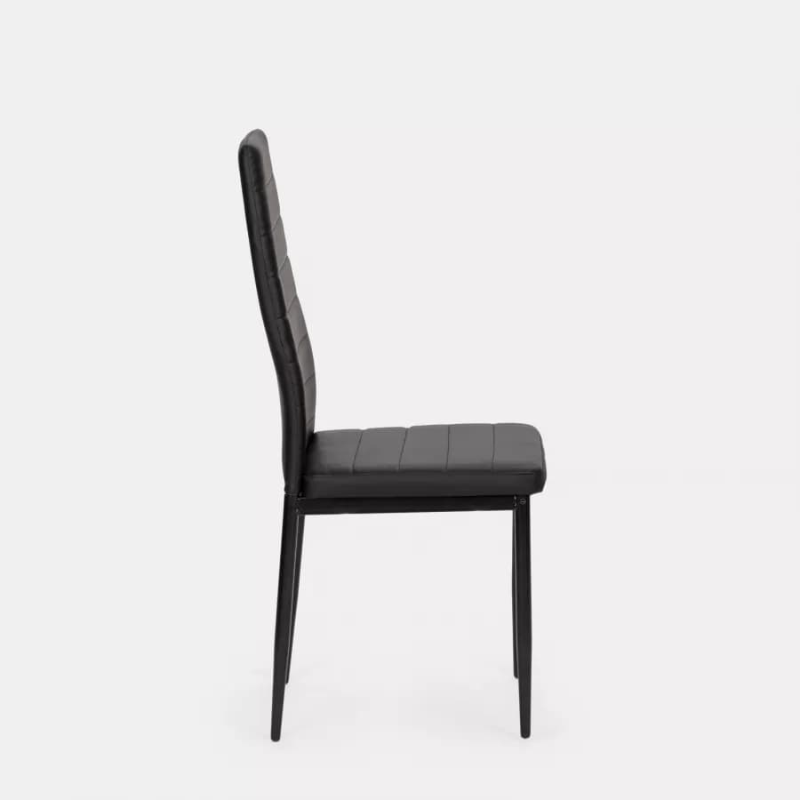 Set 6 sedie in similpelle nera e gambe in metallo - Flaia