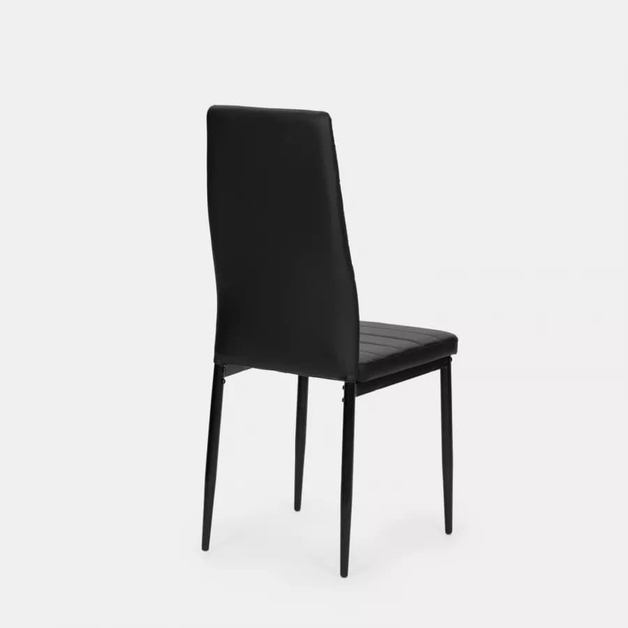 Set 6 sedie in similpelle nera e gambe in metallo - Flaia
