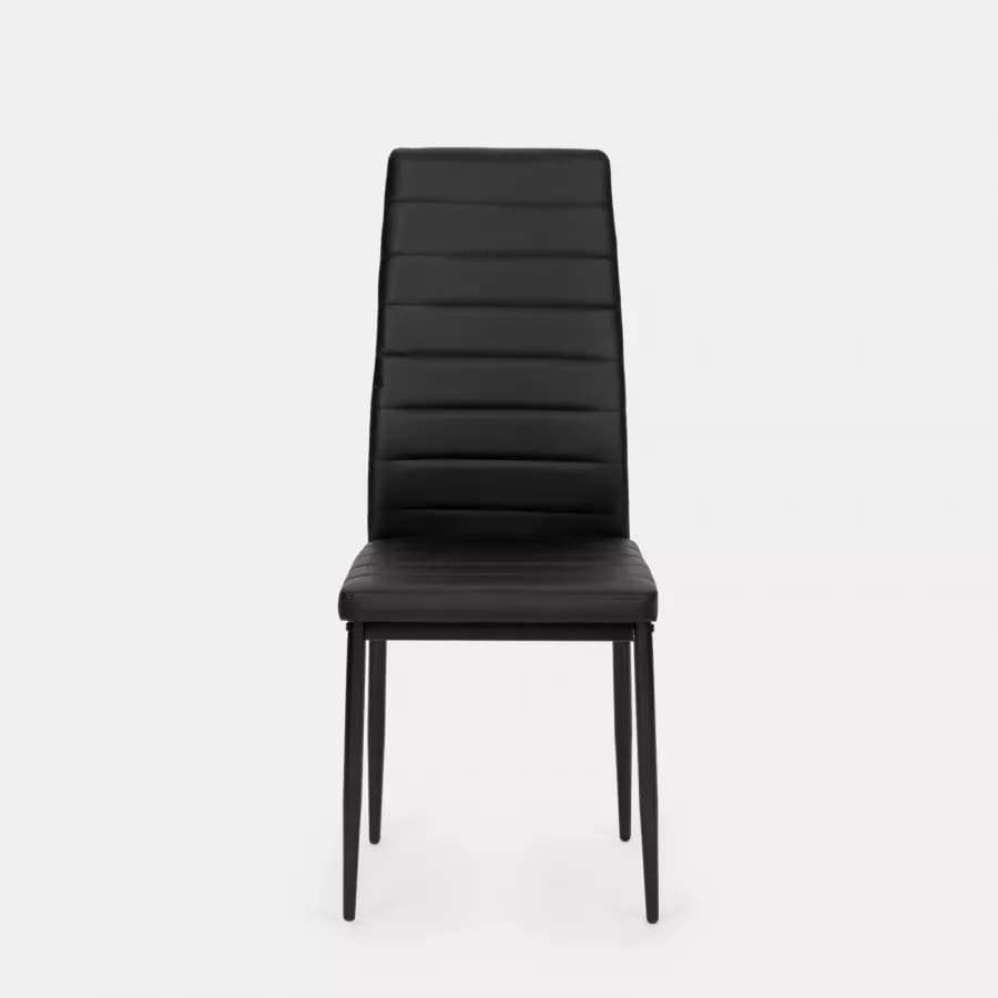 Set 6 sedie in similpelle nera e gambe in metallo - Flaia
