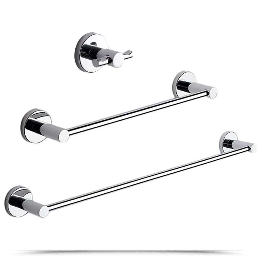 Set 8 accessori a muro in acciaio inox cromo e vetro satinato - Felce di Gedy