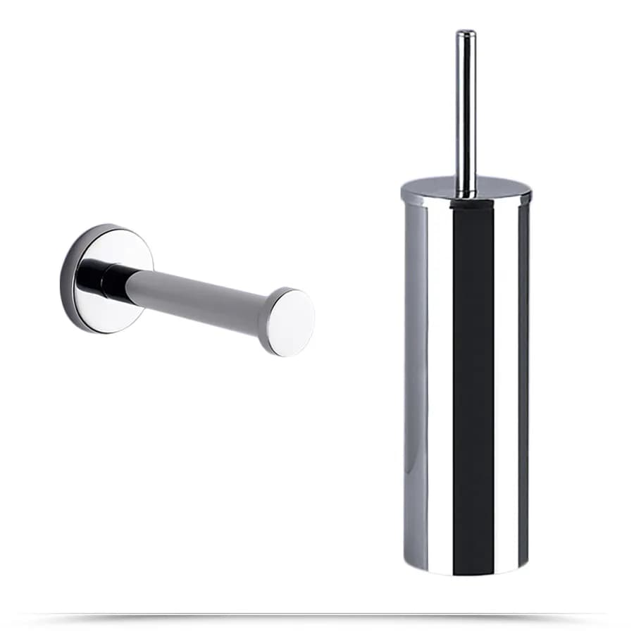 Set 8 accessori a muro in acciaio inox cromo e vetro satinato - Felce di Gedy