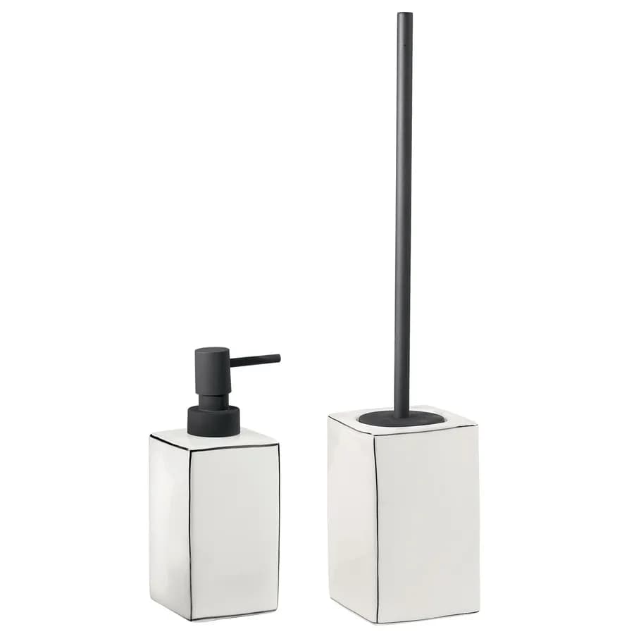 Set 2 accessori d'appoggio in ceramica bianco e profilo nero - Lucrezia di Gedy