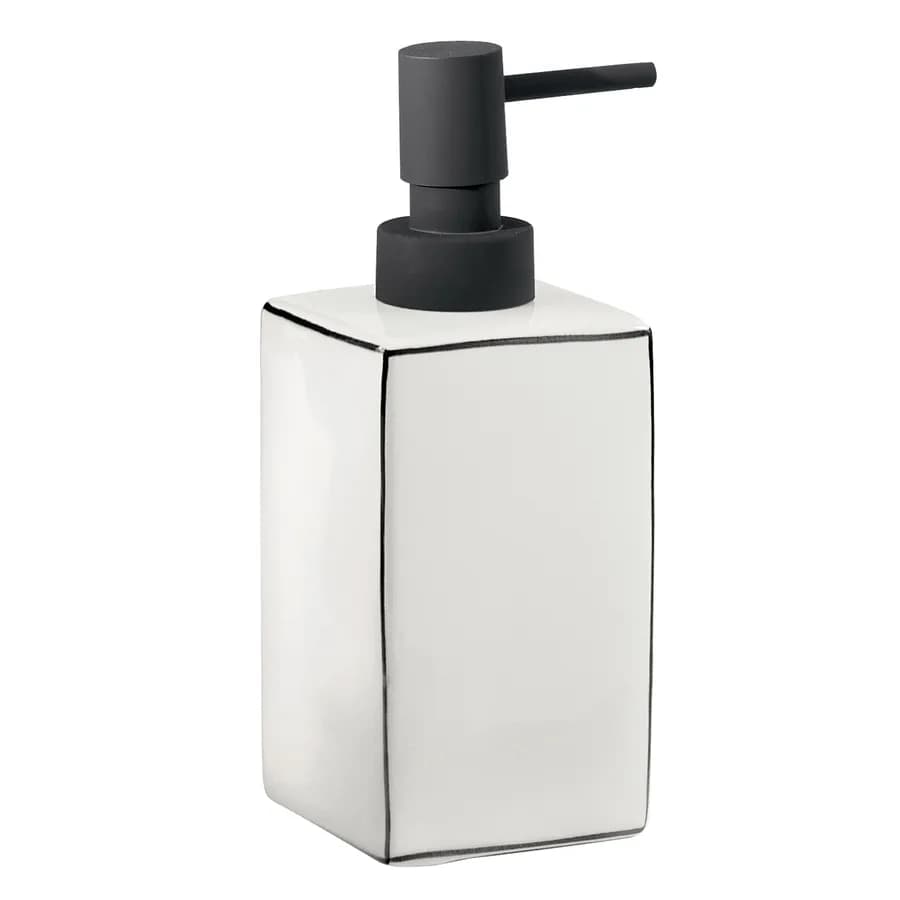 Set 2 accessori d'appoggio in ceramica bianco e profilo nero - Lucrezia di Gedy