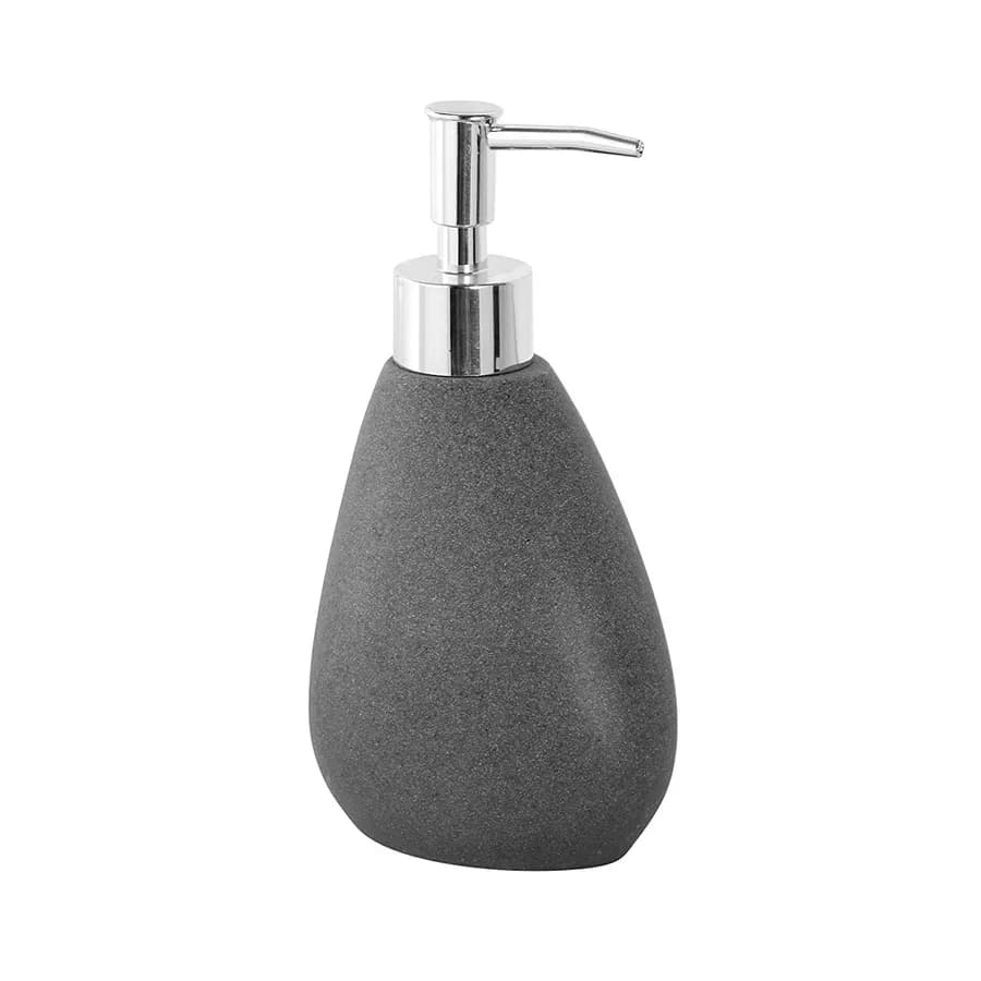 Set 3 accessori da bagno da appoggio in poliresina grigio effetto pietra
