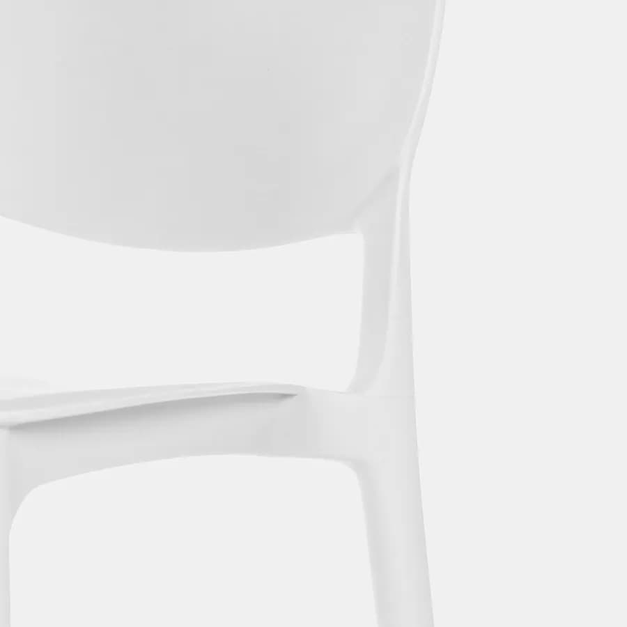 Set bistrot con tavolo rotondo 60 cm e 2 sedie impilabili in polipropilene bianco - Tulipano