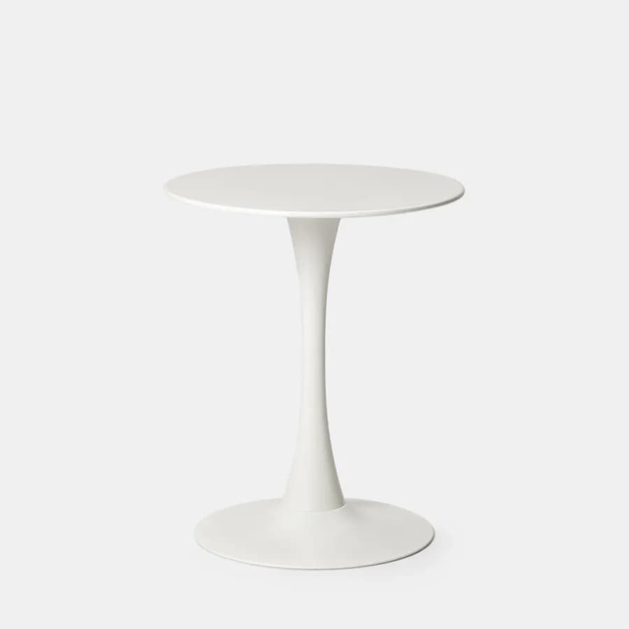 Set bistrot con tavolo rotondo 60 cm e 2 sedie impilabili in polipropilene bianco - Tulipano