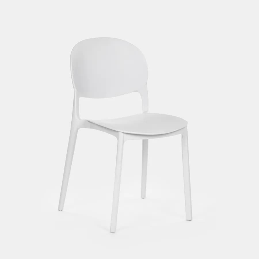 Set bistrot con tavolo rotondo 60 cm e 2 sedie impilabili in polipropilene bianco - Tulipano