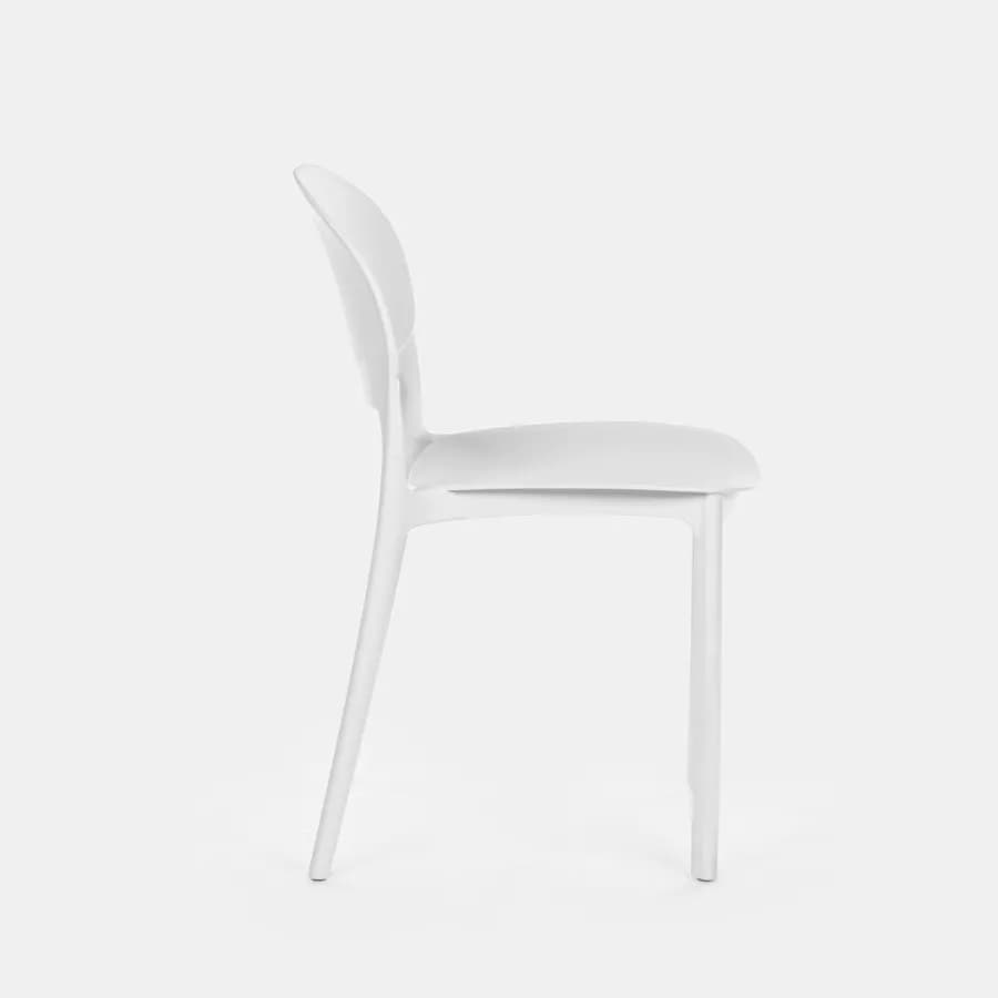 Set bistrot con tavolo rotondo 60 cm e 2 sedie impilabili in polipropilene bianco - Tulipano