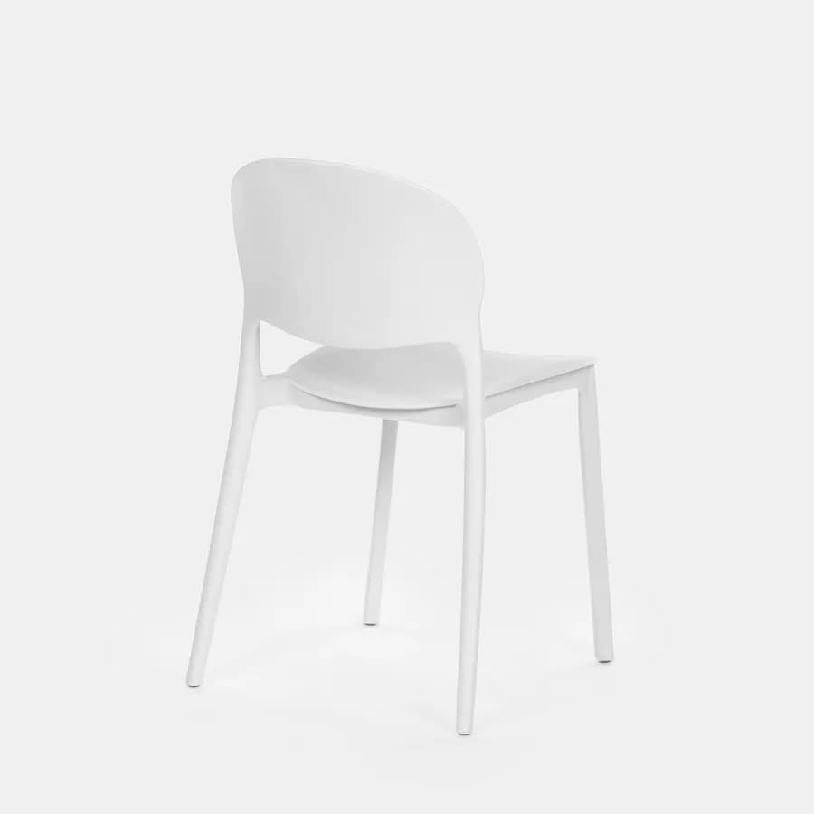 Set bistrot con tavolo rotondo 60 cm e 2 sedie impilabili in polipropilene bianco - Tulipano