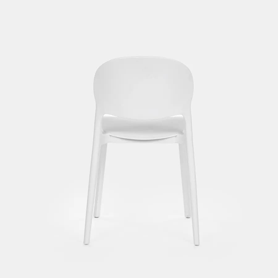 Set bistrot con tavolo rotondo 60 cm e 2 sedie impilabili in polipropilene bianco - Tulipano