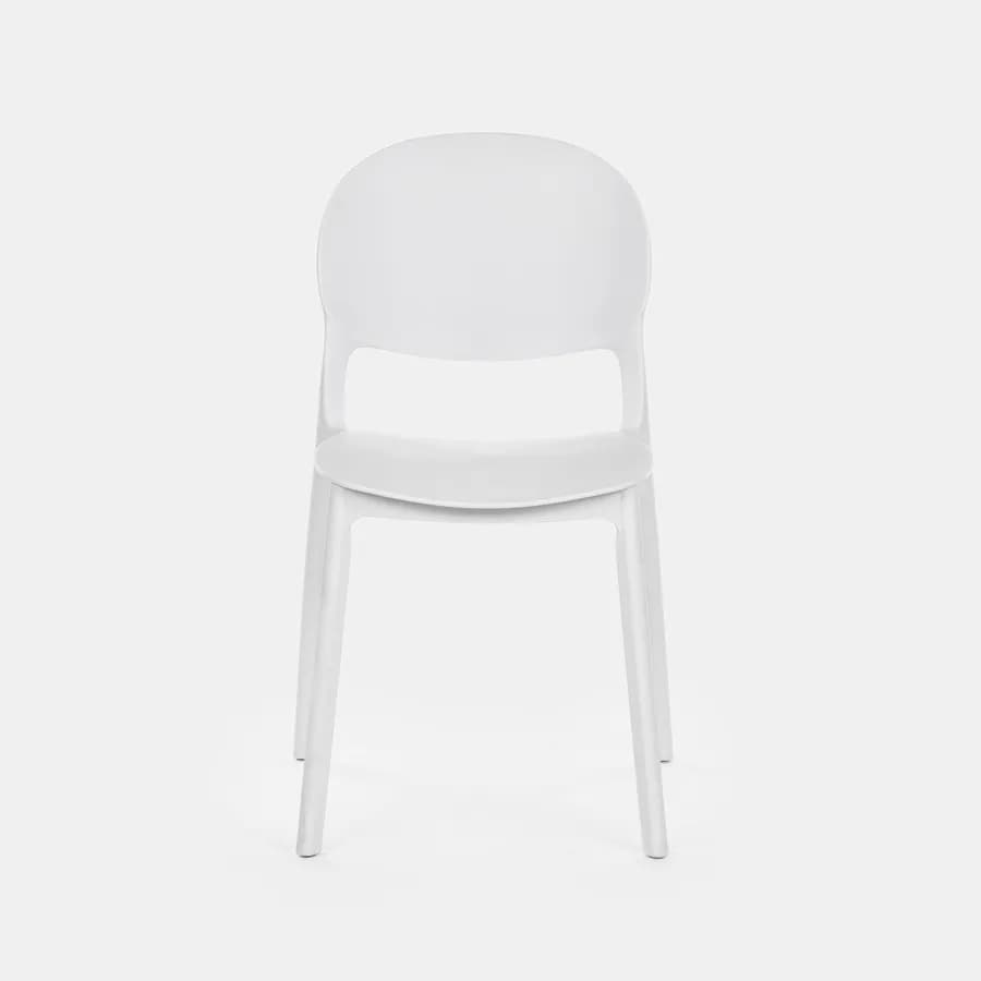 Set bistrot con tavolo rotondo 60 cm e 2 sedie impilabili in polipropilene bianco - Tulipano