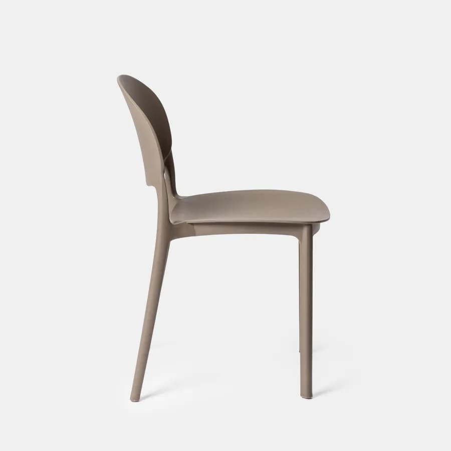 Set bistrot con tavolo rotondo 60 cm e 2 sedie impilabili in polipropilene cacao - Tulipano