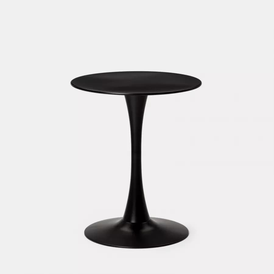 Set bistrot con tavolo rotondo 60 cm e 2 sedie impilabili in polipropilene nero - Tulipano