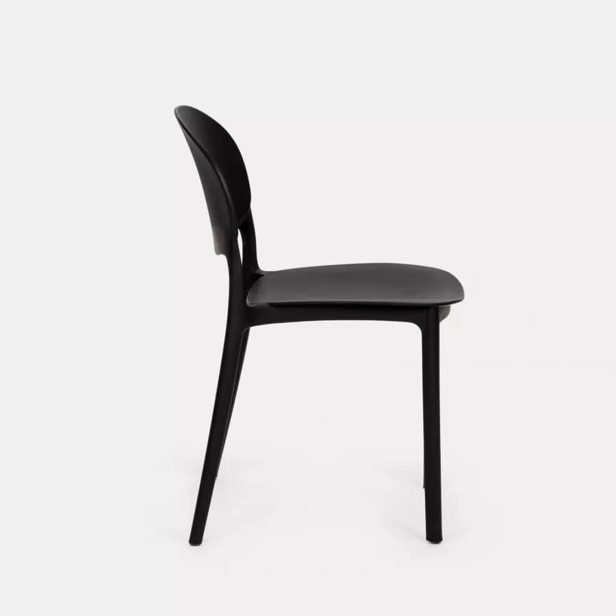 Set bistrot con tavolo rotondo 60 cm e 2 sedie impilabili in polipropilene nero - Tulipano
