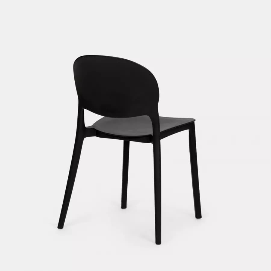 Set bistrot con tavolo rotondo 60 cm e 2 sedie impilabili in polipropilene nero - Tulipano