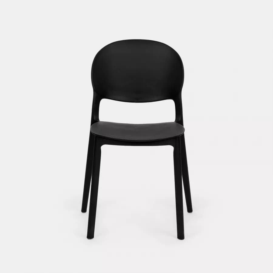 Set bistrot con tavolo rotondo 60 cm e 2 sedie impilabili in polipropilene nero - Tulipano
