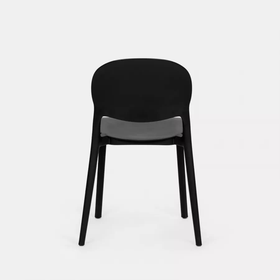 Set bistrot con tavolo rotondo 60 cm e 2 sedie impilabili in polipropilene nero - Tulipano