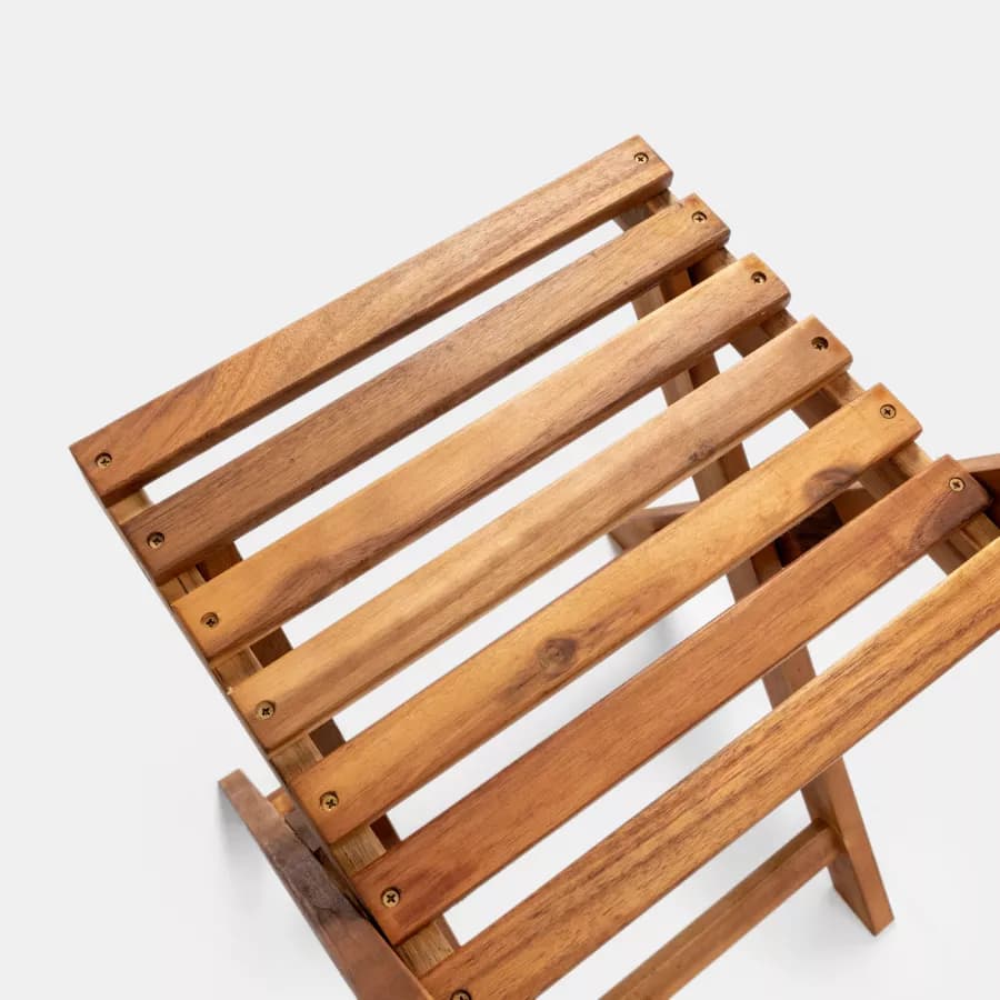 Set bistrot salvaspazio con tavolo pieghevole e 2 sedie pieghevoli in legno massello di acacia - Nauru