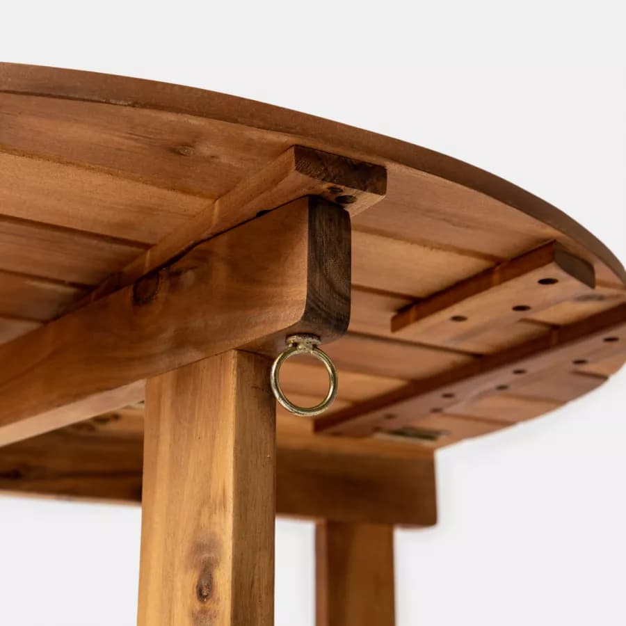 Set bistrot salvaspazio con tavolo pieghevole e 2 sedie pieghevoli in legno massello di acacia - Nauru