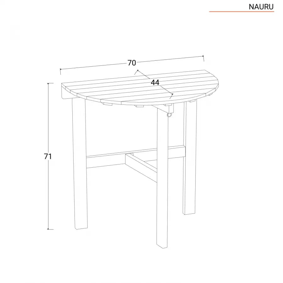 Set bistrot salvaspazio con tavolo pieghevole e 2 sedie pieghevoli in legno massello di acacia - Nauru