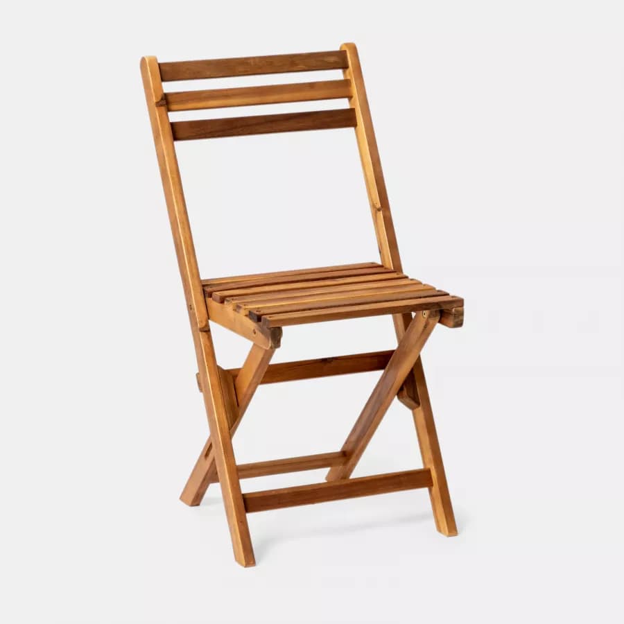 Set bistrot salvaspazio con tavolo pieghevole e 2 sedie pieghevoli in legno massello di acacia - Nauru
