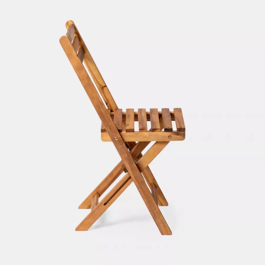 Set bistrot salvaspazio con tavolo pieghevole e 2 sedie pieghevoli in legno massello di acacia - Nauru