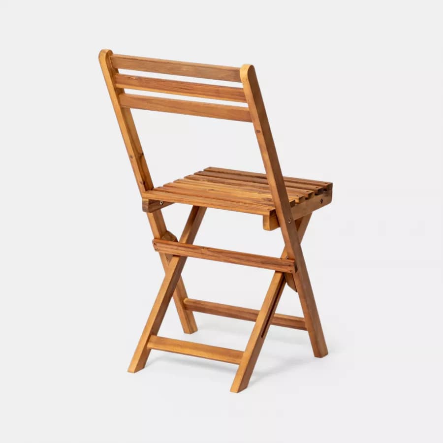 Set bistrot salvaspazio con tavolo pieghevole e 2 sedie pieghevoli in legno massello di acacia - Nauru