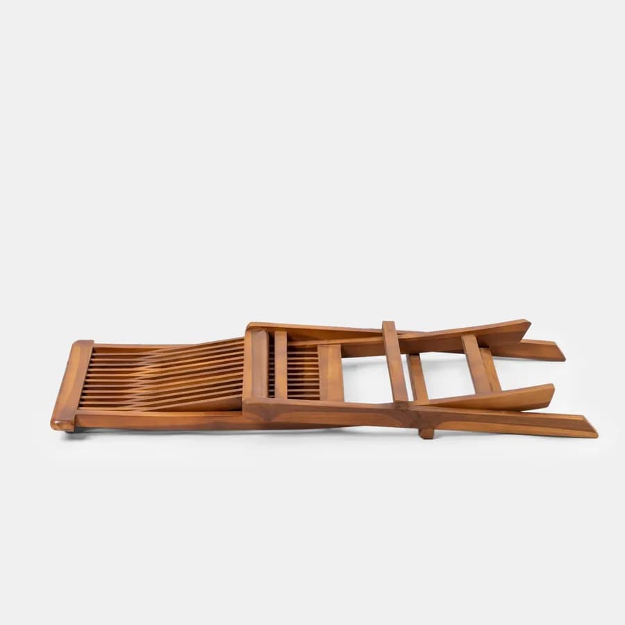 Set relax tavolino pieghevole 50x50 cm e 2 sedie pieghevoli in legno teak - Louis