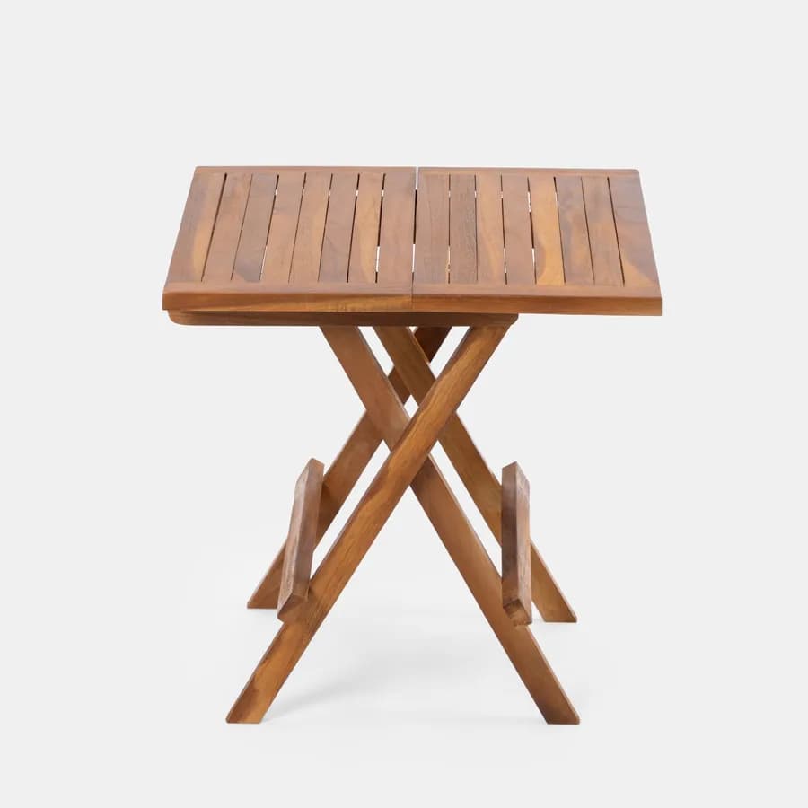 Set relax tavolino pieghevole 50x50 cm e 2 sedie pieghevoli in legno teak - Louis