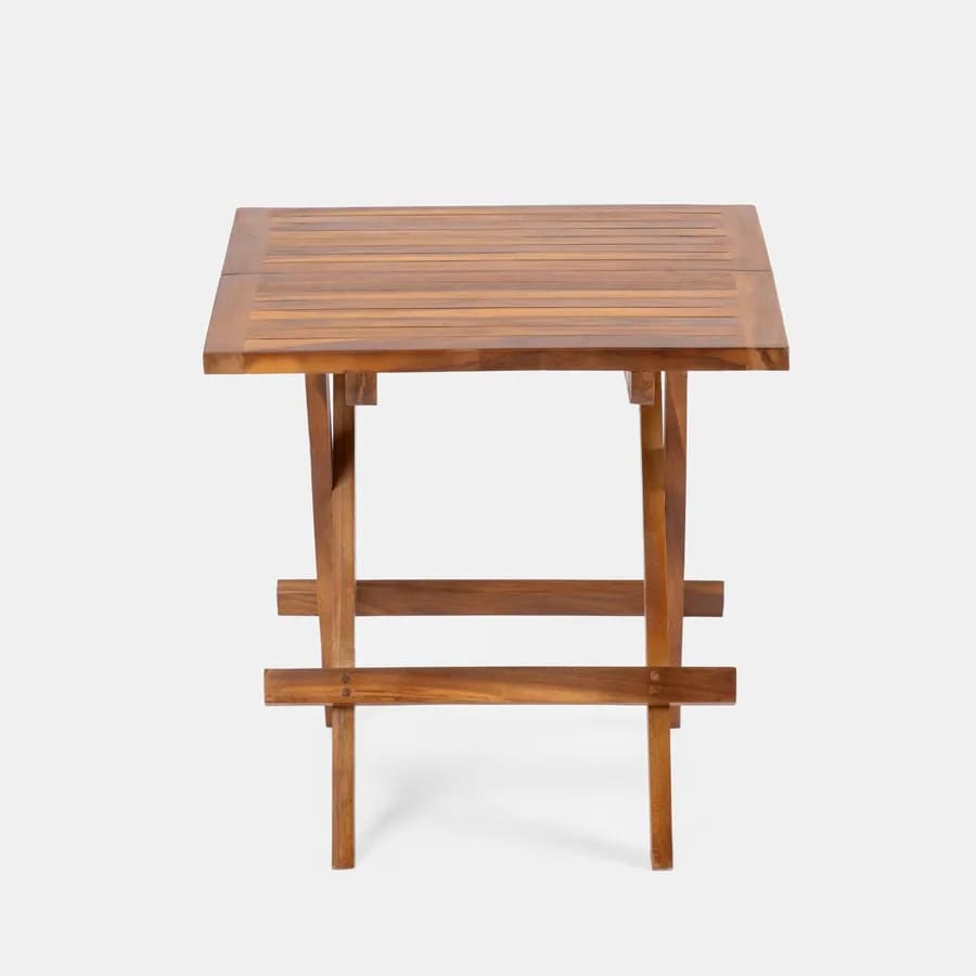Set relax tavolino pieghevole 50x50 cm e 2 sedie pieghevoli in legno teak - Louis